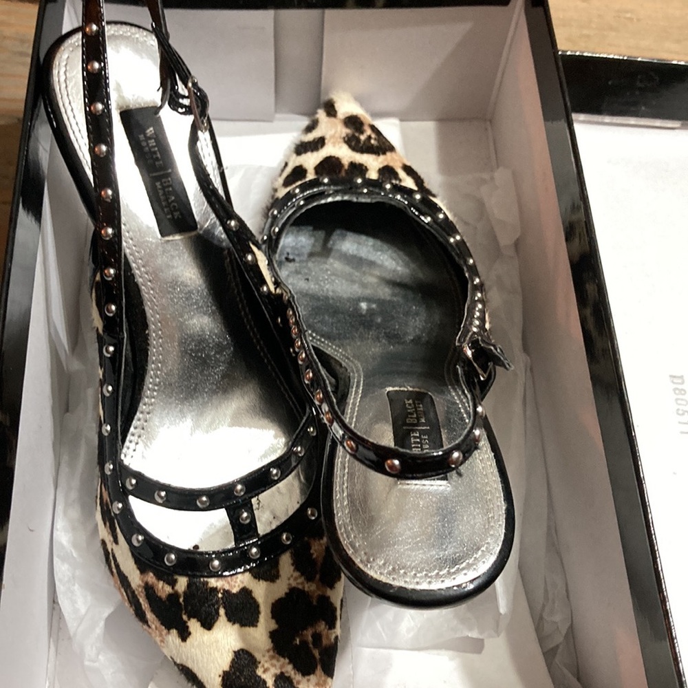 White House Black Market Leopard Calf Hair Slingbacks Size 8M